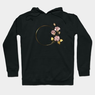 Round frame with pink gold roses Hoodie